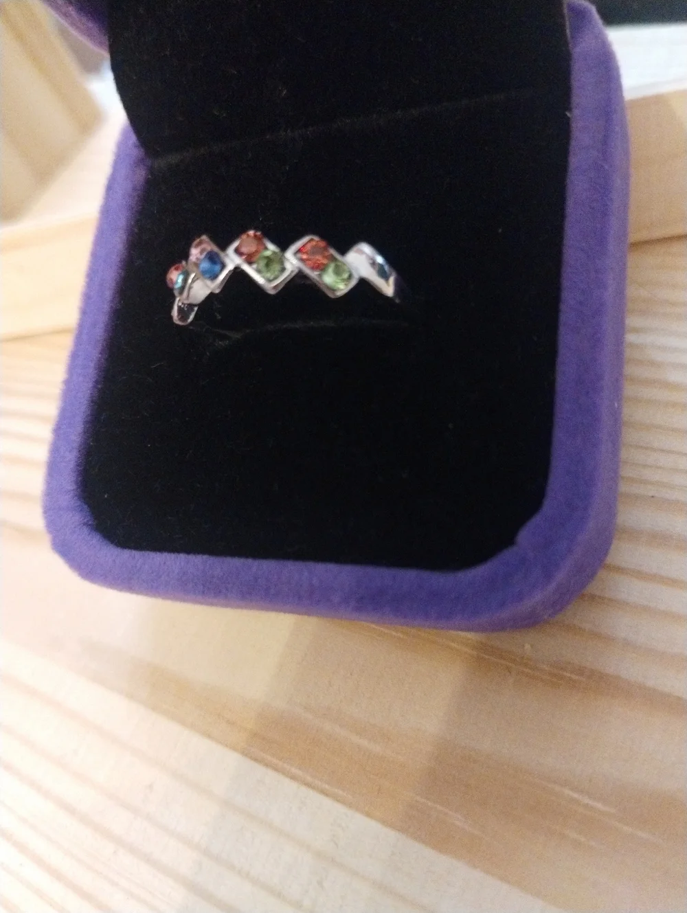 New Multicolor Rhinestone Ring Silver Tone Costume Jewelry Statement Ring Size 8